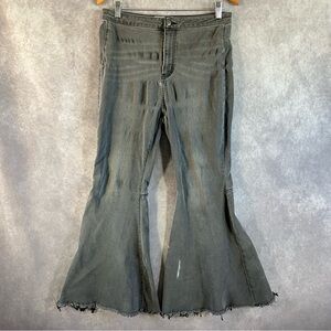Free People Flare Pants Women 30 Gray Bell Bottom Stretch Hippie Boho *See Desc*